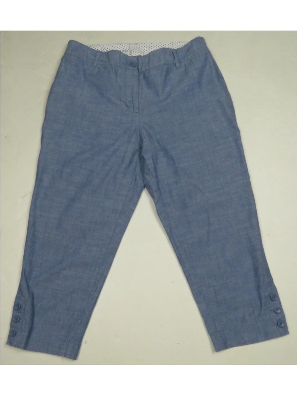 NWOT Talbots Perfect Crop Skimmer Cropped Chambray Blue Womens Pants 10P Petite